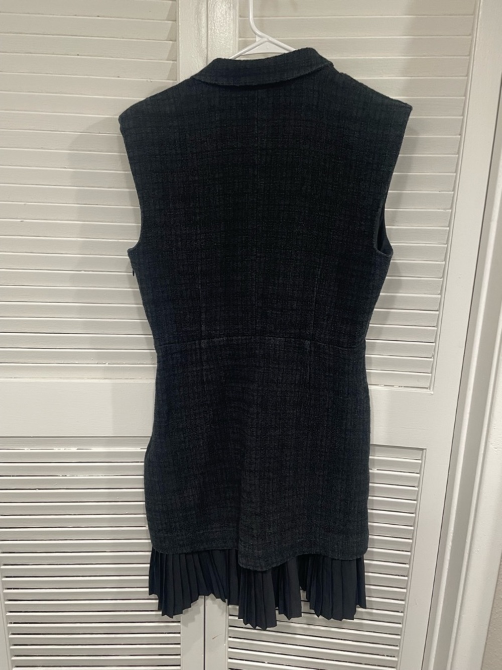 SANDRO Paris Black Sleeveless Asymmetric Button Mini Dress - Picture 3 of 13